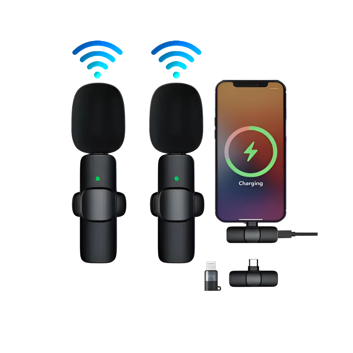 K9 Dual Wireless Lavalier Collar Microphones C-Type,iPhone & Android