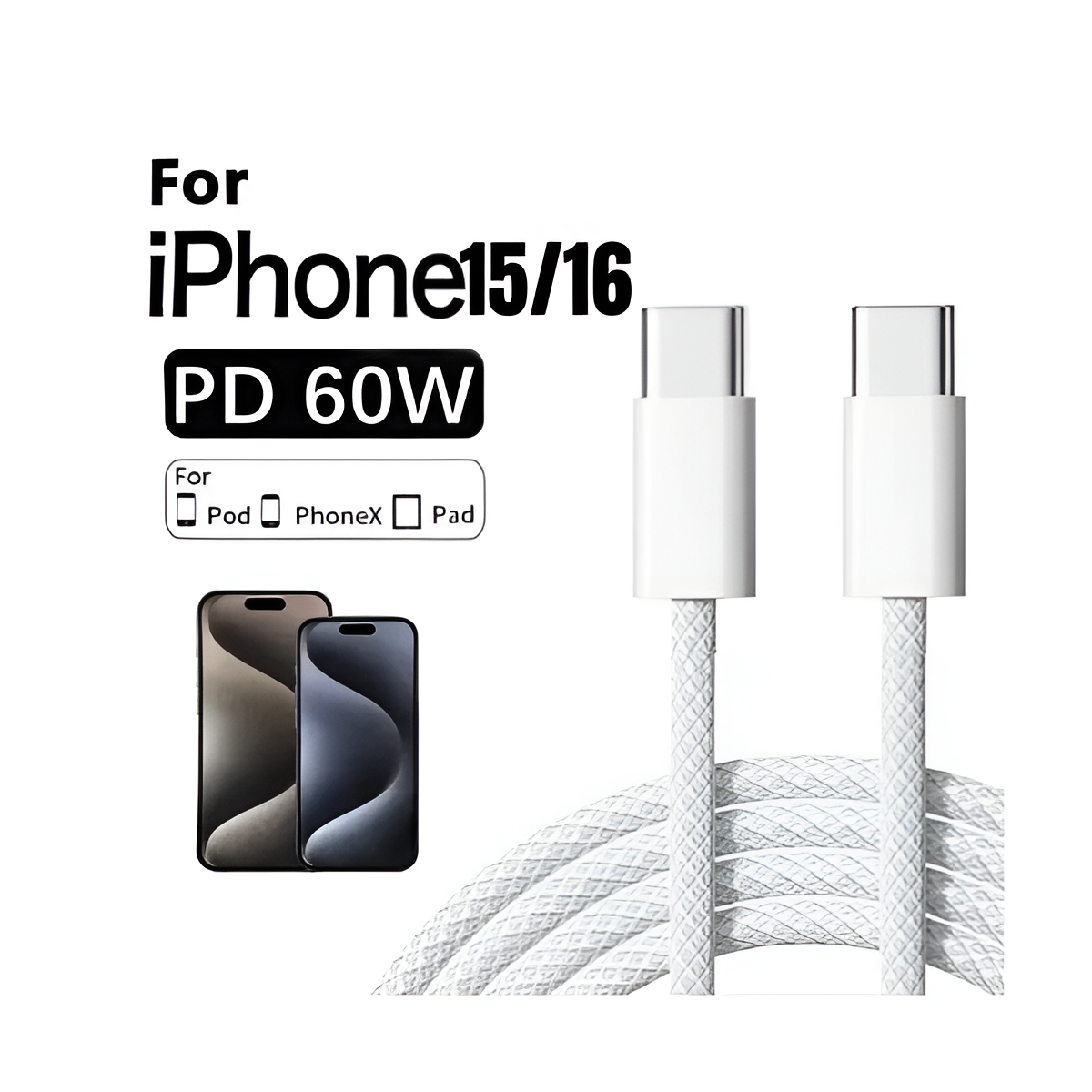 Official iphone 15/16 Type C Cable PD Turbo Charging Price In Pakistan