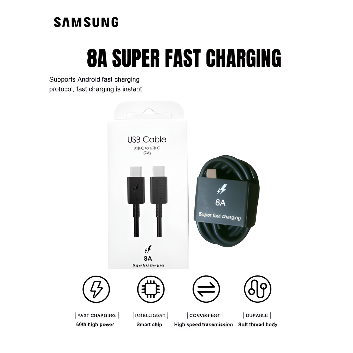 Samsung 8A Super Fast Charging Cable All Model Supported